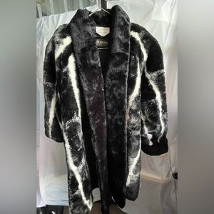 MONTEREY Thick! Plush! Luxurious! Black and White Faux Fur Jacket, NWT